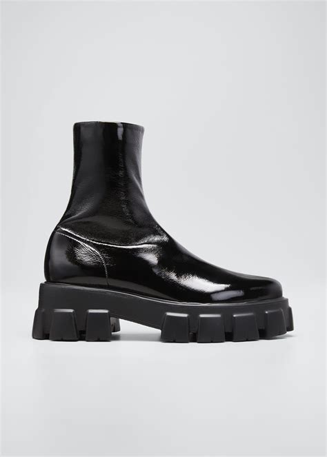 prada monolith sharp tech lug-sole moto booties|Prada monolith dupe reviews.